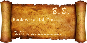 Benkovics Dénes névjegykártya